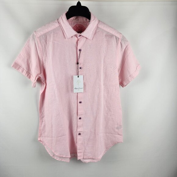 Robert Graham Shirt Mens Borsi S Pink Linen Blend Classic Fit S/S Button Up NWT - Picture 1 of 9